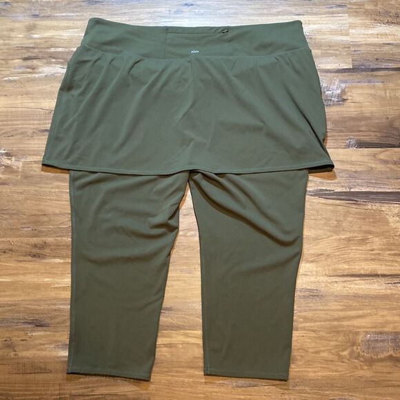 Zuda 2 In 1 Athletic Skirt Legging  Skirted Cropped Leggings Green 3X - Picture 4 of 12